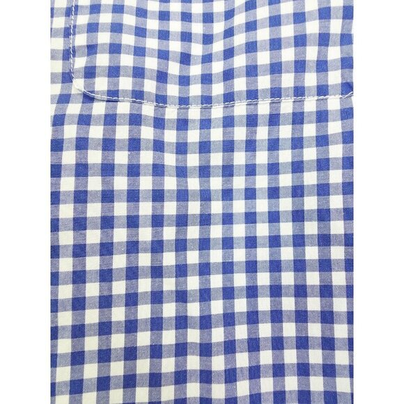 Uniqlo Size Medium Mens Blue White Check Button Down Long Sleeve Cotton Shirt - Picture 7 of 10